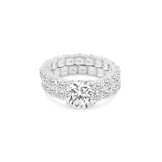 925 Sterling Silver Rhodium Plated Clear Square Center CZ Bridal Ring Set