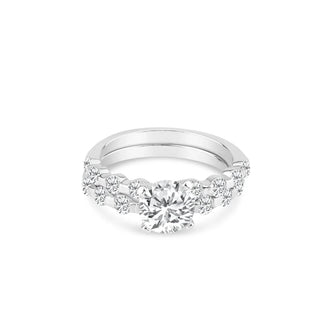 925 Sterling Silver Rhodium Plated Clear Round Center CZ Bridal Ring Set