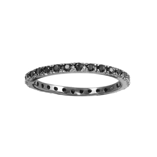 925 Sterling Silver Rhodium Plated Plated Inlay Eternity Ring
