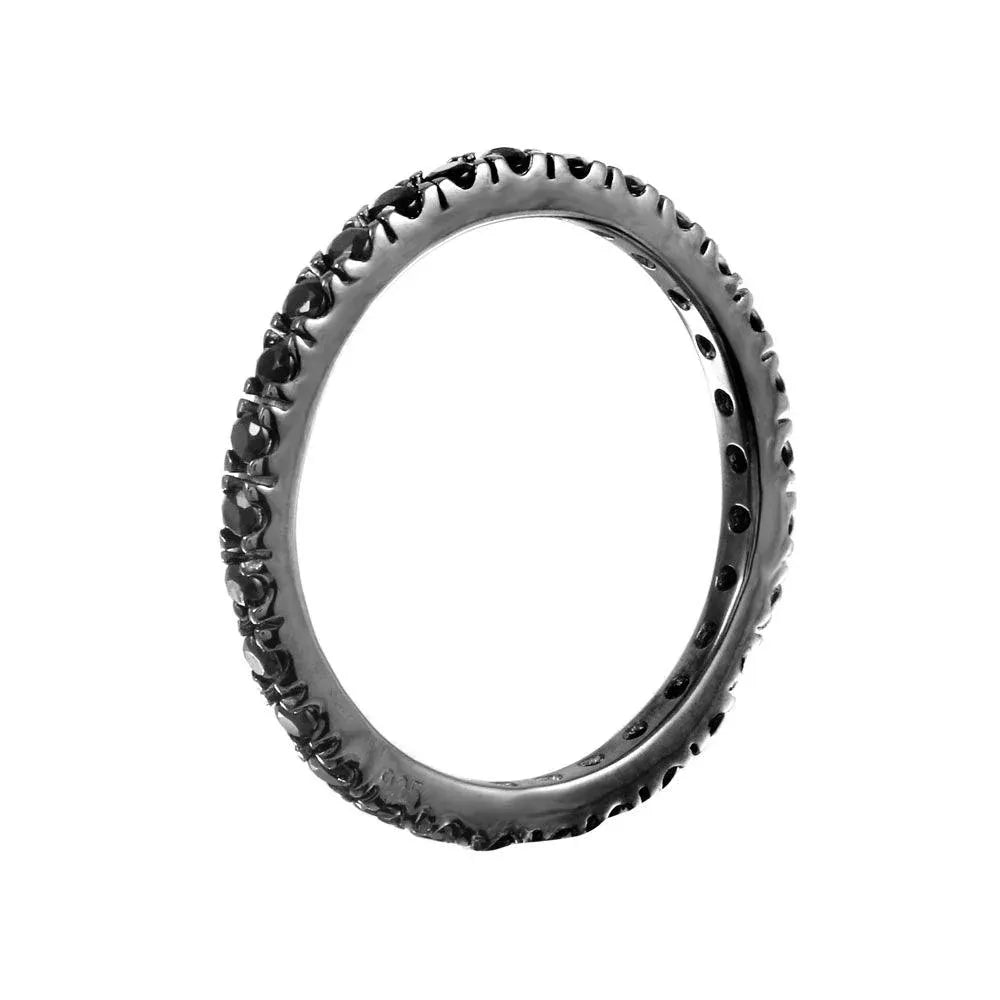 925 Sterling Silver Rhodium Plated Plated Inlay Eternity Ring
