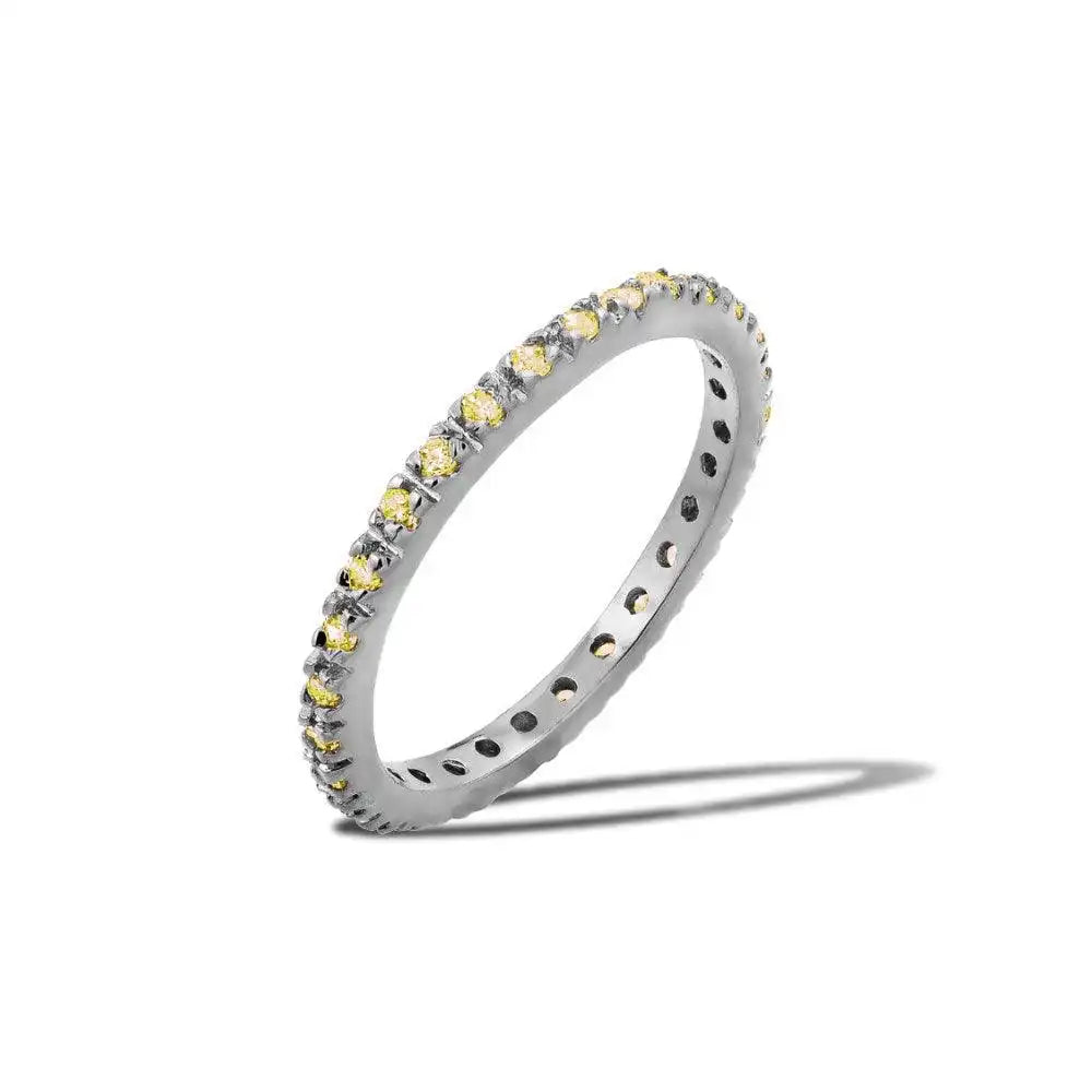 925 Sterling Silver Rhodium Plated Plated Birthstone Inlay Eternity Ring November