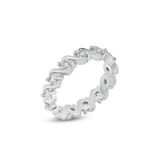 925 Silver Rhodium Plated Clear CZ Wave Eternity Ring