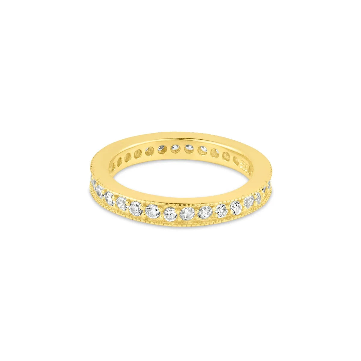 925 Silver Gold Plated Clear CZ Stackable Eternity Ring