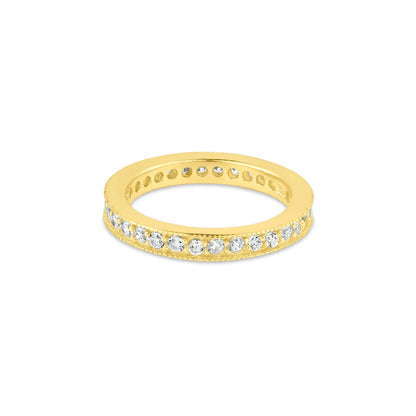 925 Silver Gold Plated Clear CZ Stackable Eternity Ring