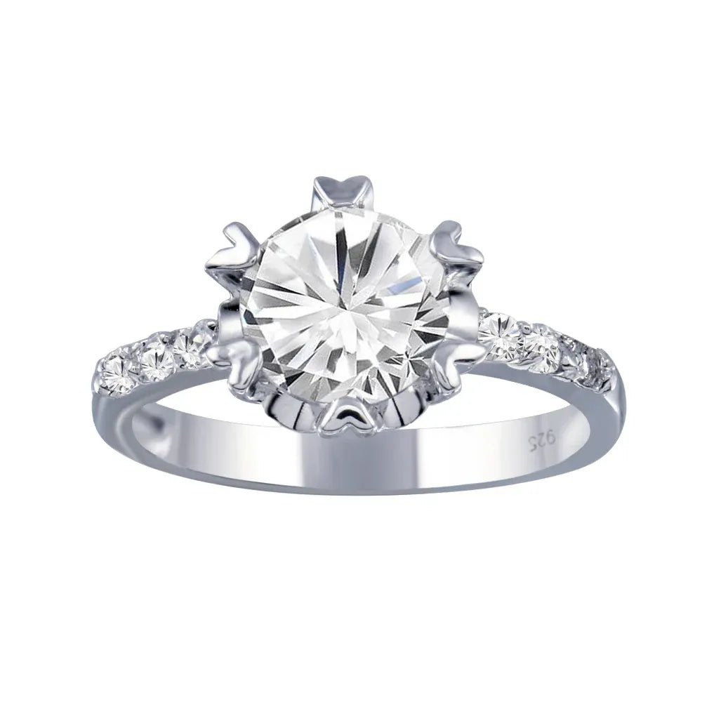 925 Sterling Silver Rhodium Plated Clear CZ Bridal Ring