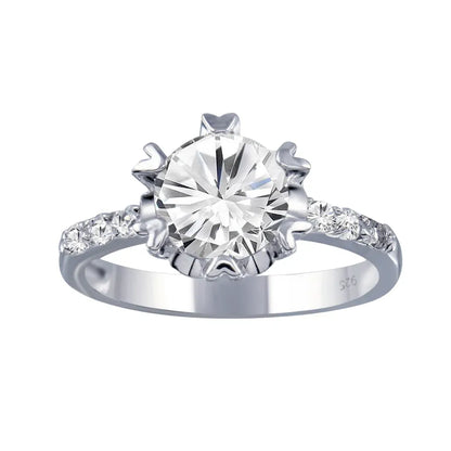 925 Sterling Silver Rhodium Plated Clear CZ Bridal Ring