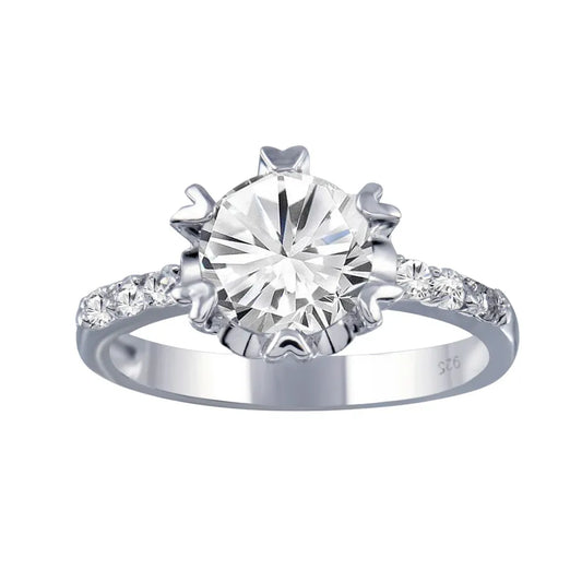 925 Sterling Silver Rhodium Plated Clear CZ Bridal Ring