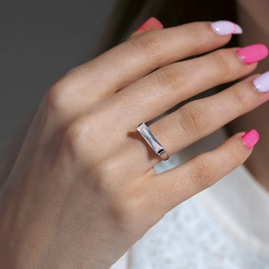 925 Silver Clearance Rhodium Plated Long Clear CZ Bar Ring