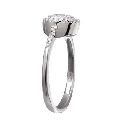 925 Sterling Silver Rhodium Plated Clear Cluster CZ Bridal Ring
