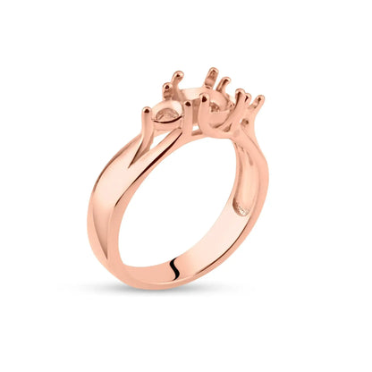 925 Sterling Silver Rose Gold Plated 3 Stones Mounting Ring
