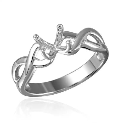 925 Sterling Silver Rhodium Plated Twisted Shank Mounting Ring