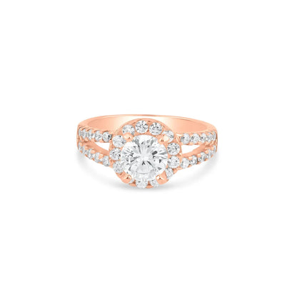 925 Silver Rose Gold Plated Clear Cluster CZ Ring