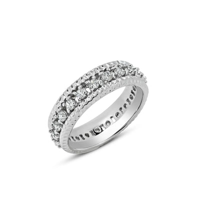 925 Silver Rhodium Plated Channel Set Clear CZ Eternity Ring