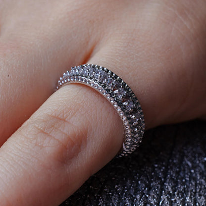 925 Silver Rhodium Plated Channel Set Clear CZ Eternity Ring