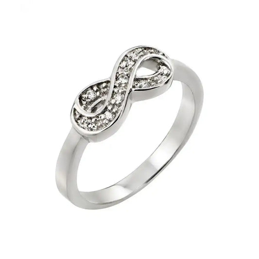 925 Sterling Silver Rhodium Plated Clear CZ Mini Infinity Ring