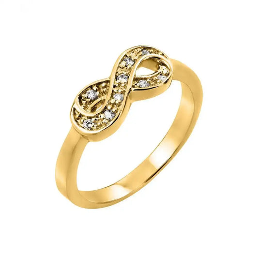 925 Sterling Silver Gold Plated Clear CZ Mini Infinity Ring