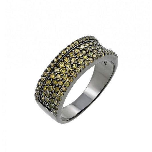 925 Silver Clearance-Rhodium Plated Green Pave Set CZ Half Ring