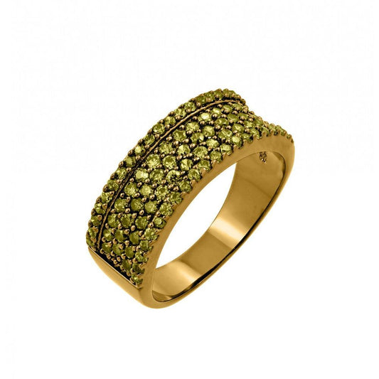 925 Sterling Silver Clearance- Gold Plated Yellow CZ Half Ring