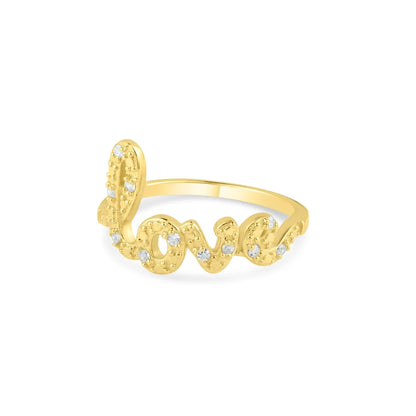 925 Silver Gold Plated Clear CZ Love Ring
