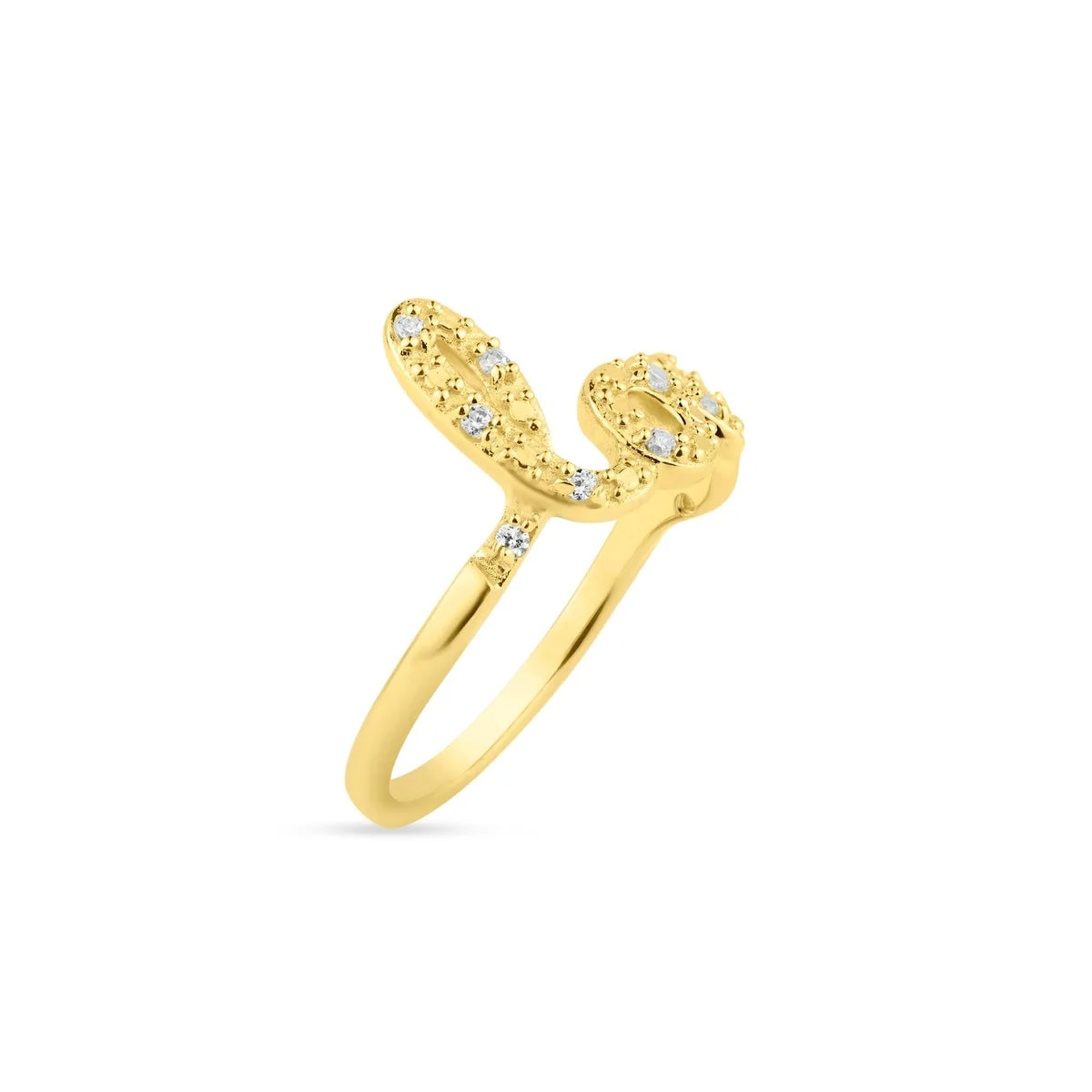 925 Silver Gold Plated Clear CZ Love Ring