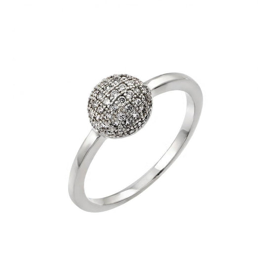 925 Silver Rhodium Plated Clear Pave Set CZ Bead Ring