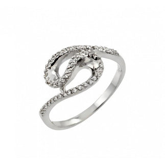 925 Silver Rhodium Plated Clear Inlay CZ Loop Ring