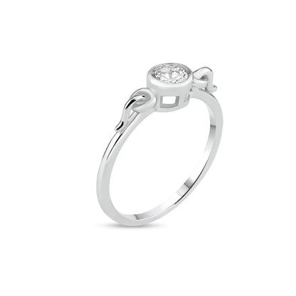 925 Sterling Silver Rhodium Plated Bezel Set Clear CZ Ring