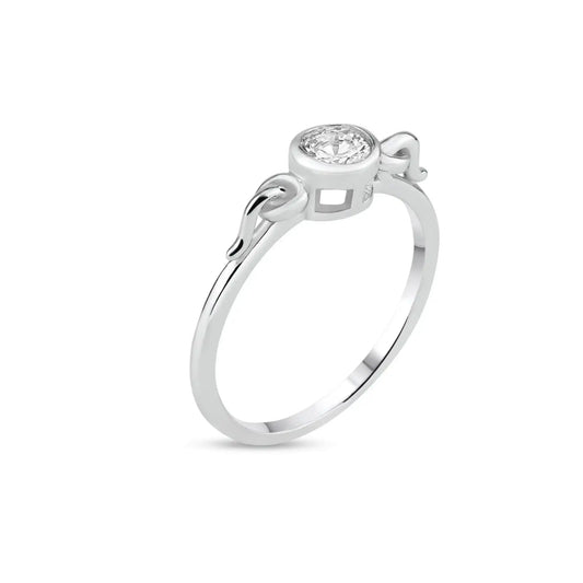 925 Sterling Silver Rhodium Plated Bezel Set Clear CZ Ring
