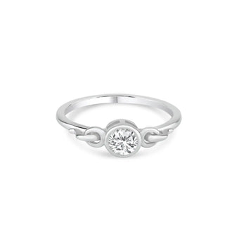 925 Sterling Silver Rhodium Plated Bezel Set Clear CZ Ring