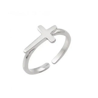 925 Sterling Silver Rhodium Plated Mini Cross Toe Ring