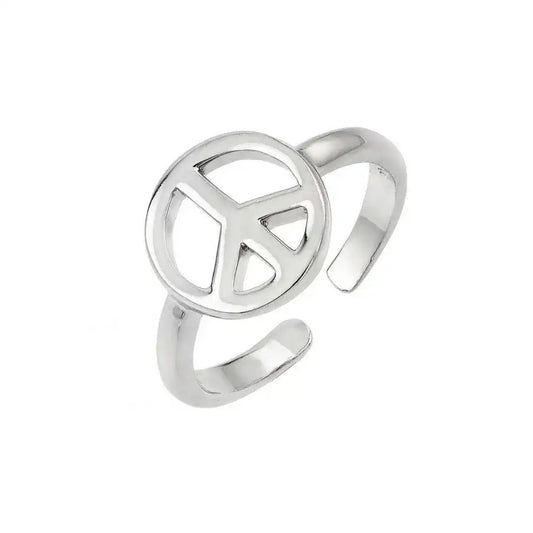 925 Sterling Silver Rhodium Plated Peace Toe Ring