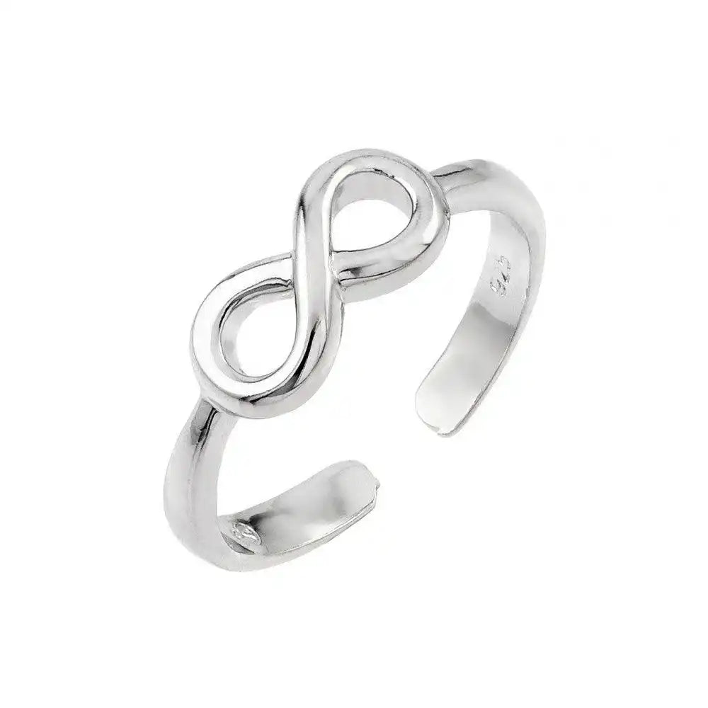 925 Sterling Silver Rhodium Plated Infinity Toe Ring