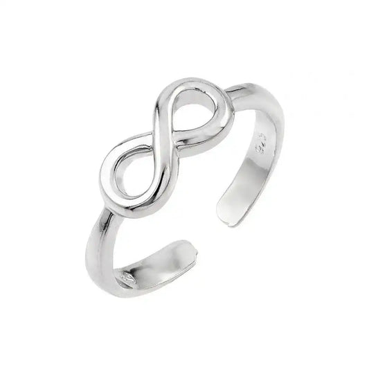 925 Sterling Silver Rhodium Plated Infinity Toe Ring