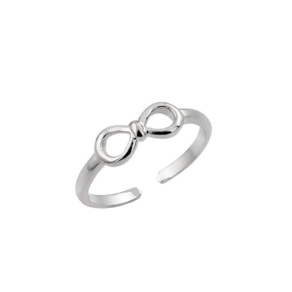 925 Silver Rhodium Plated Mini Bow Toe Ring