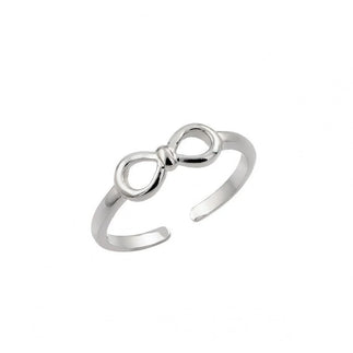 925 Silver Rhodium Plated Mini Bow Toe Ring