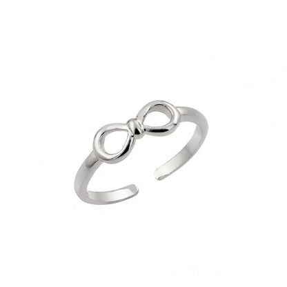 925 Silver Rhodium Plated Mini Bow Toe Ring
