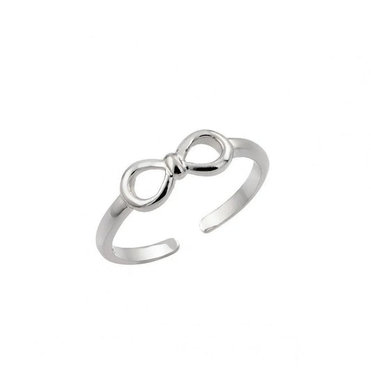 925 Silver Rhodium Plated Mini Bow Toe Ring