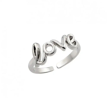 925 Sterling Silver Rhodium Plated Love Toe Ring