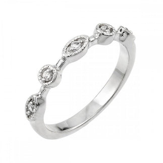 925 Silver Rhodium Plated Multi Shaped Clear CZ Ring