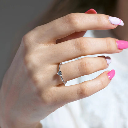 925 Sterling Silver  Rhodium Plated Rope CZ Ring