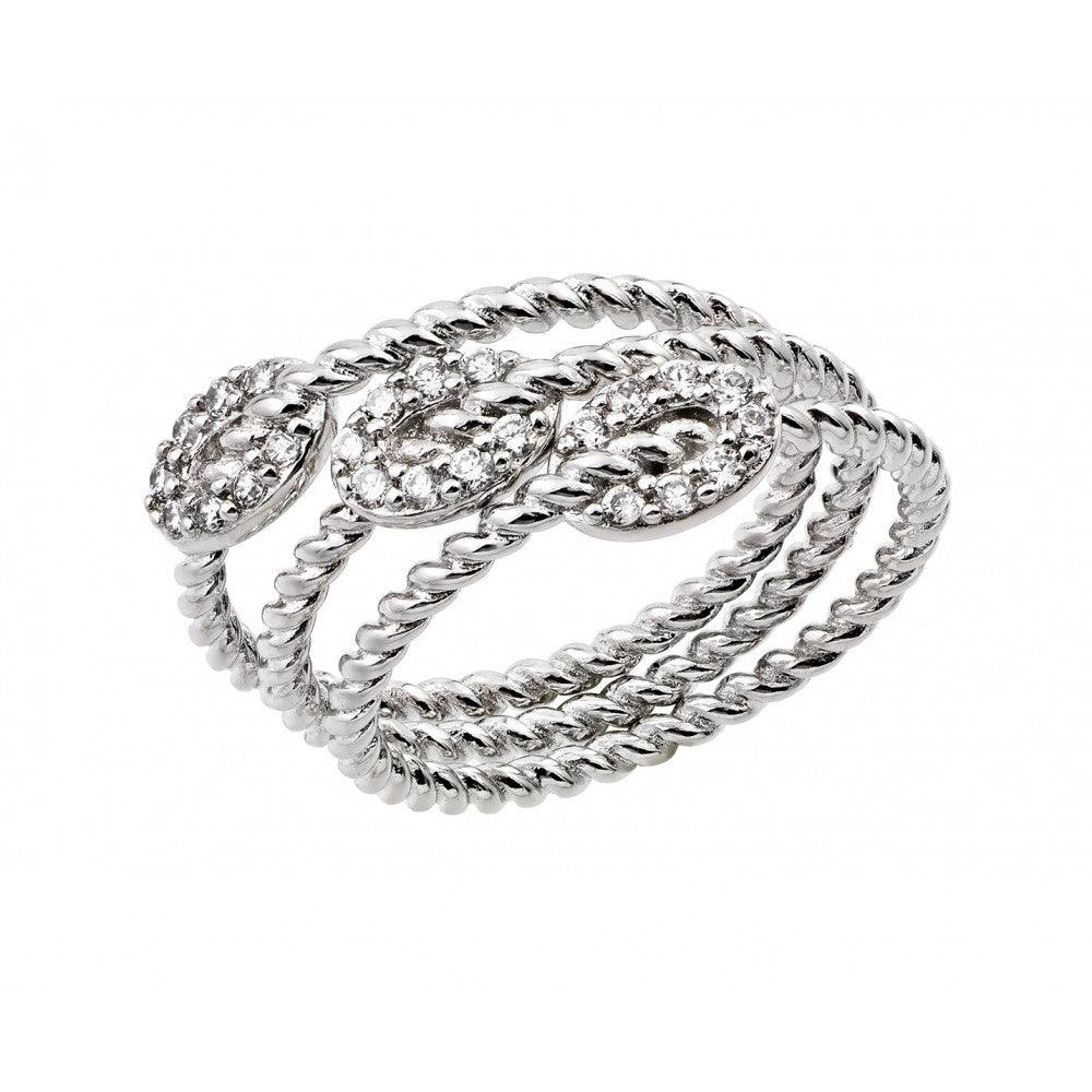 925 Silver Rhodium Plated Rope Oval Ring