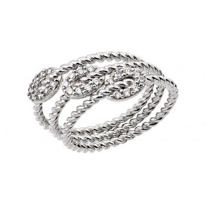925 Silver Rhodium Plated Rope Oval Ring