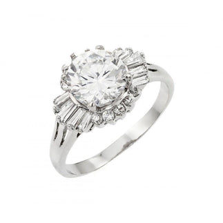 925 Silver Rhodium Plated CZ Baguette Ring