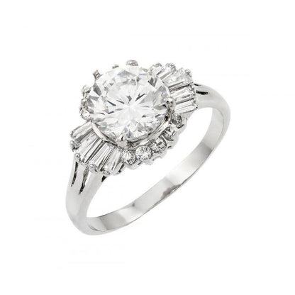 925 Silver Rhodium Plated CZ Baguette Ring
