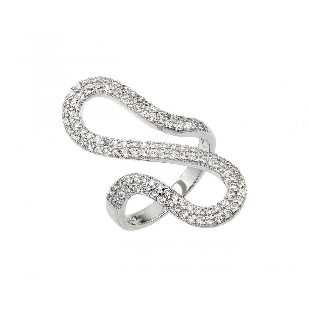 925 Silver Rhodium Plated Wiggly Ring