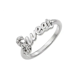 925 Sterling Silver Rhodium Plated Sweet Ring
