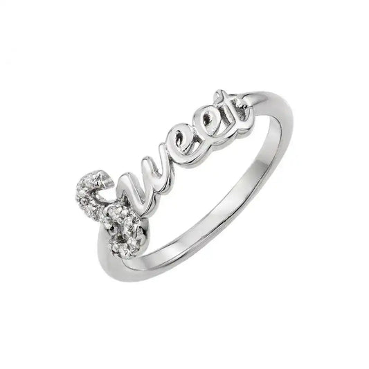 925 Sterling Silver Rhodium Plated Sweet Ring