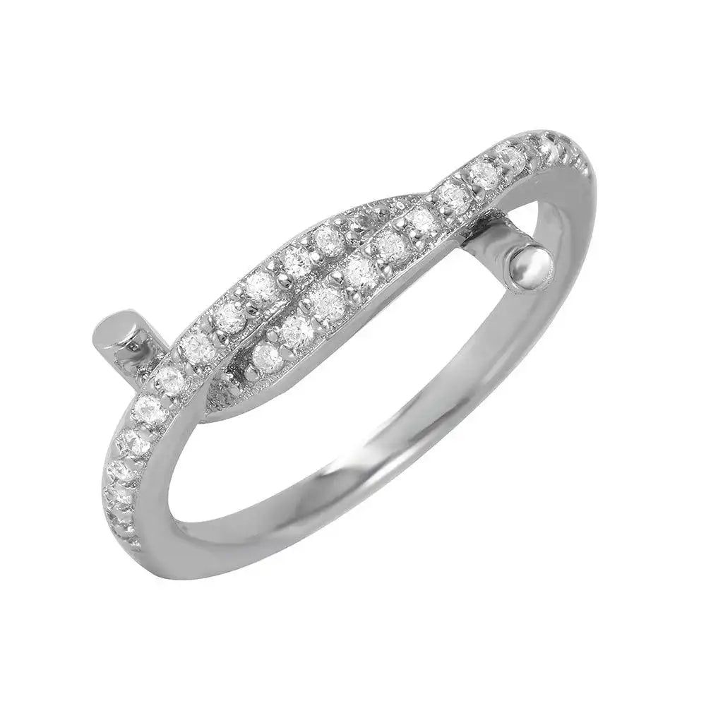 925 Sterling Silver Rhodium Plated Twirl Ring