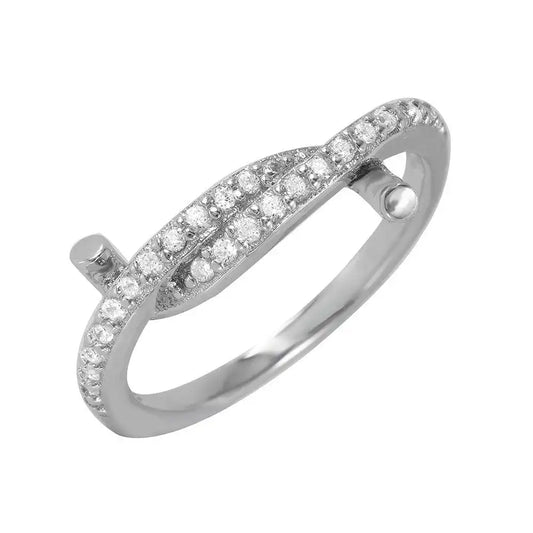 925 Sterling Silver Rhodium Plated Twirl Ring