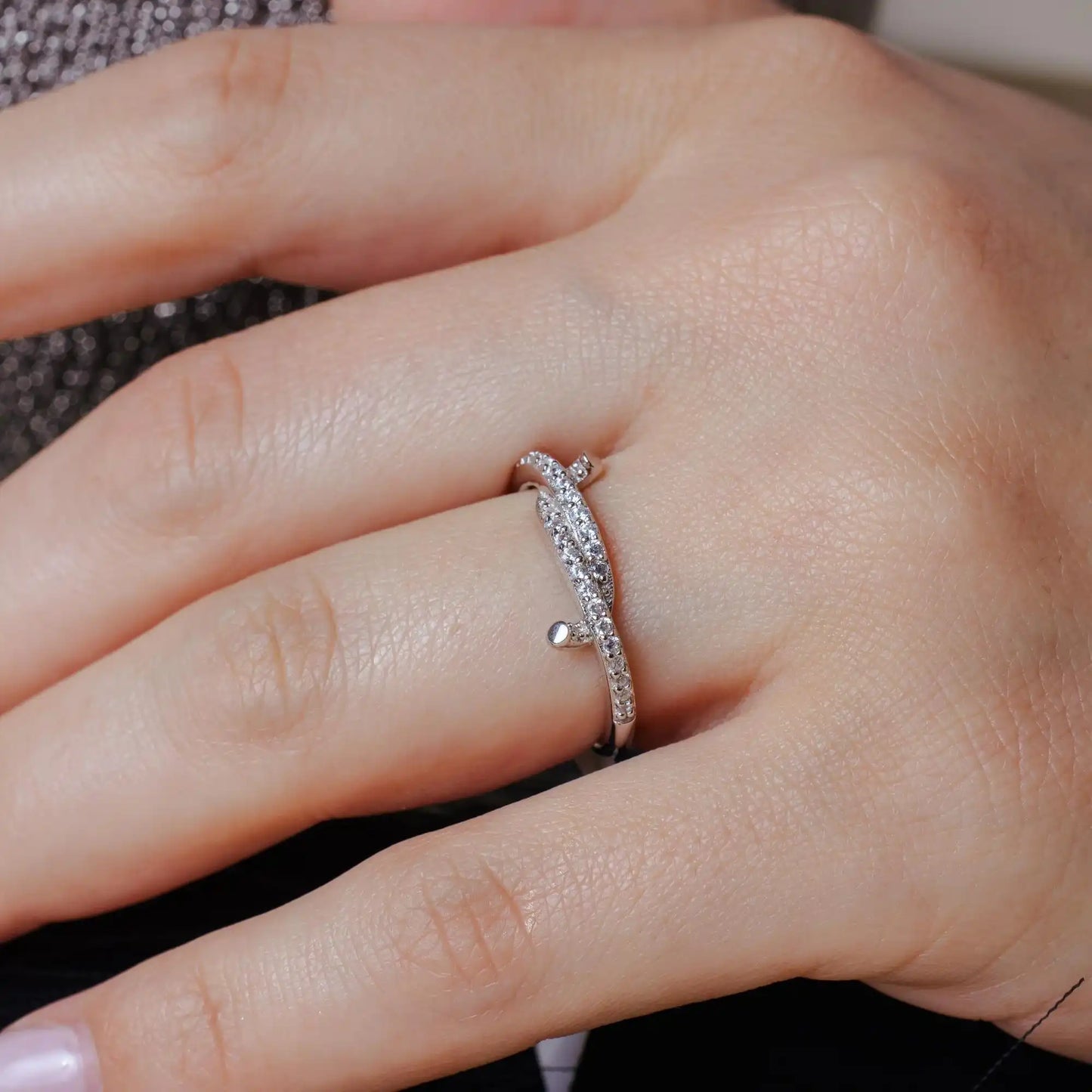 925 Sterling Silver Rhodium Plated Twirl Ring